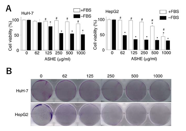 ASHE暴露時のHuH-7およびHepG2の細胞増殖